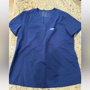Navy Blue Figs Scrub Top